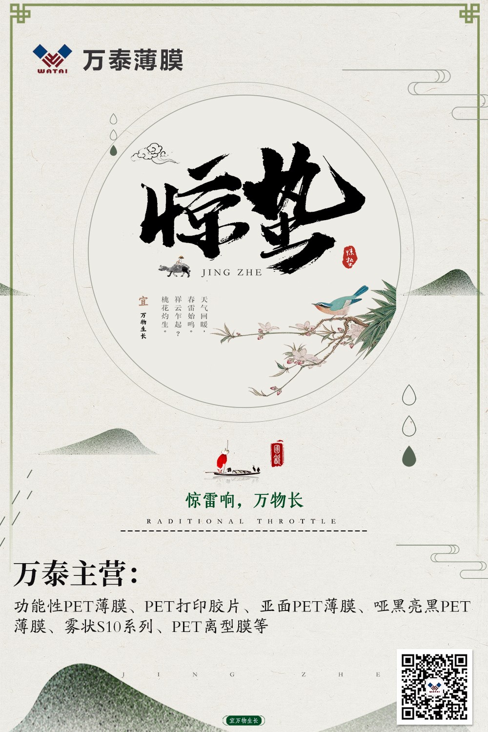 微雨眾卉新，一雷驚蟄始